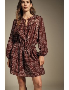 Korte paisleyjurk met lange mouwen Dixie