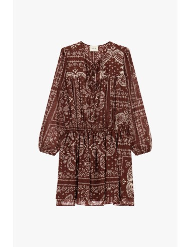 Korte paisleyjurk met lange mouwen Dixie