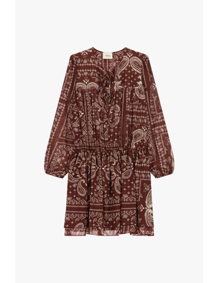 Korte paisleyjurk met lange mouwen Dixie