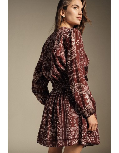 Korte paisleyjurk met lange mouwen Dixie