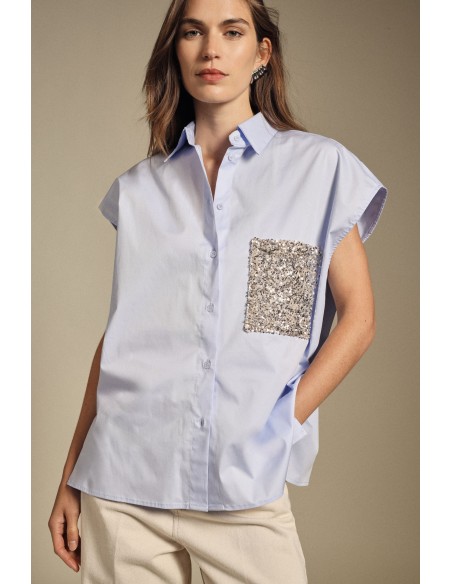 Mouwloos shirt met pailletten en zak van Dixie