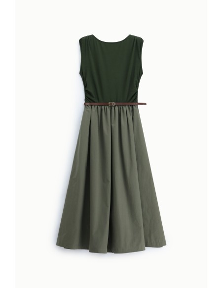 Lange mouwloze jurk met dunne riem Please