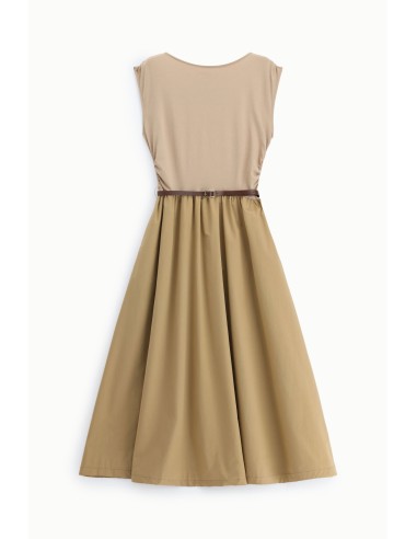 Lange mouwloze jurk met dunne riem Please