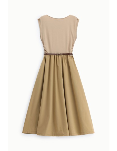 Lange mouwloze jurk met dunne riem Please