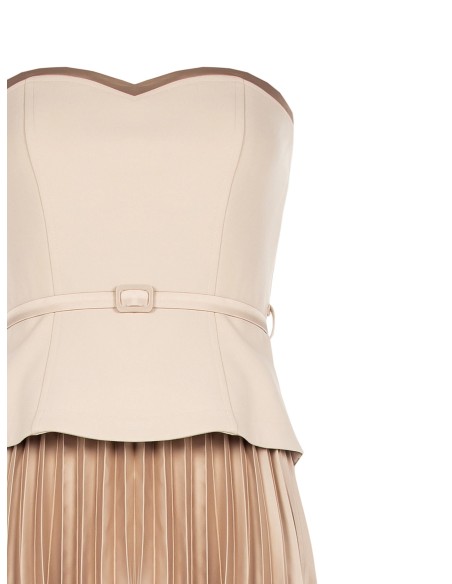 Midi-jurk met wijde, geplooide rok, satijneffect en 2-delige look, met top van scuba-crêpe van Rinascimento