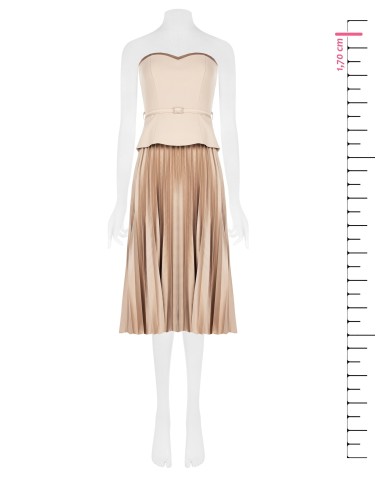Midi-jurk met wijde, geplooide rok, satijneffect en 2-delige look, met top van scuba-crêpe van Rinascimento
