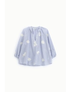 Ruime gestreepte blouse met bloemenmotief Please 2