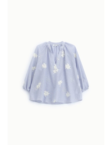 Ruime gestreepte blouse met bloemenmotief Please