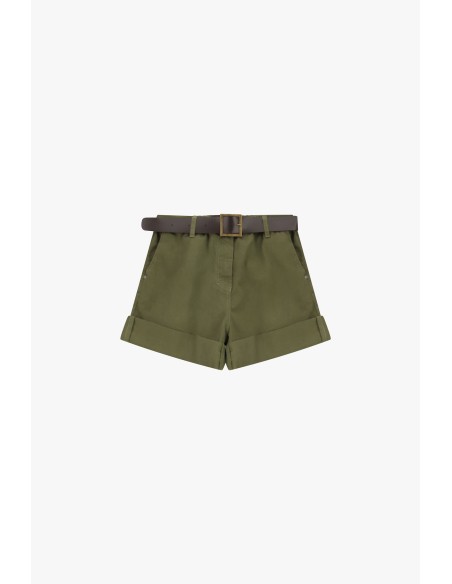 Regular-fit shorts met tailleband en omslag Please