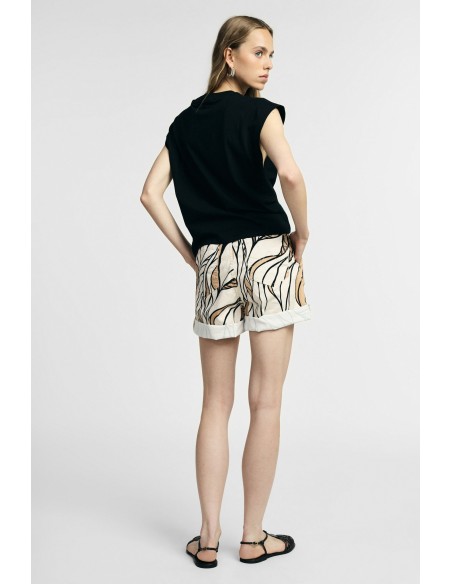 Regular-fit shorts met grafisch dessin en tailleband Please