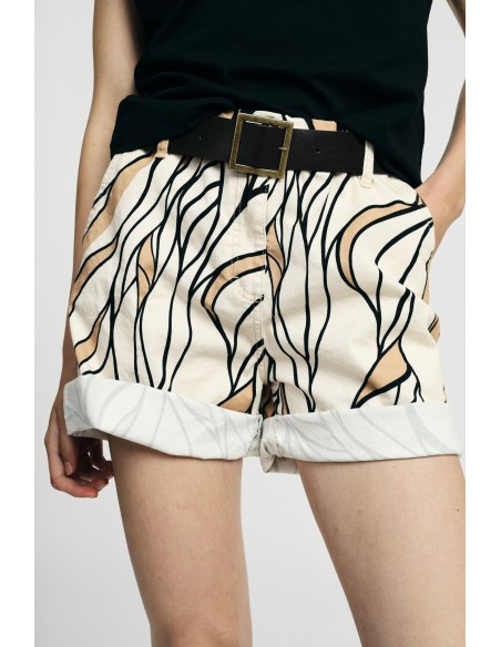 Regular-fit shorts met grafisch dessin en tailleband Please