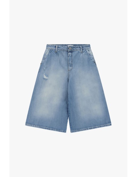 Bermudashort met vijf zakken en gewassen effect alstublieft