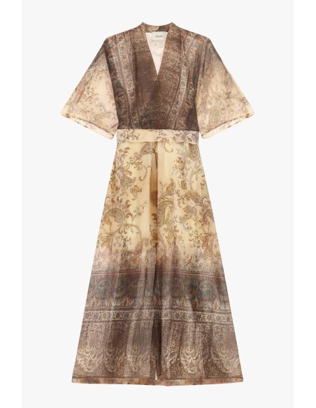 Lange jurk met paisleyprint en wijde mouwen Dixie