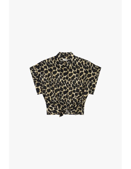 Cropped blouse met dierenprint en knoop aan de voorkant Dixie