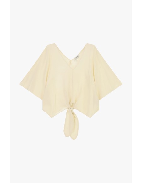 Korte blouse met knoop aan de voorkant en wijde mouwen Dixie