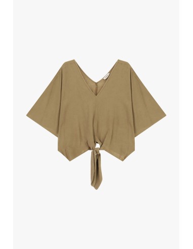 Korte blouse met knoop aan de voorkant en wijde mouwen Dixie
