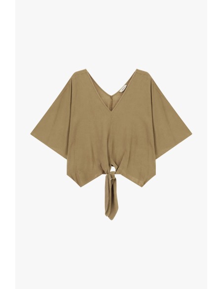 Korte blouse met knoop aan de voorkant en wijde mouwen Dixie