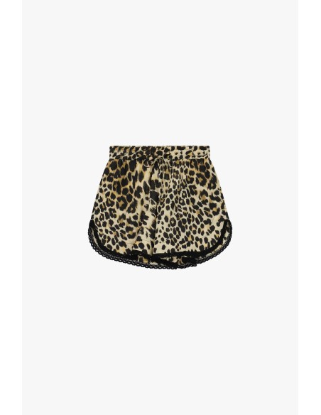 Dierenprintshorts met kanten biezen en strik van Dixie