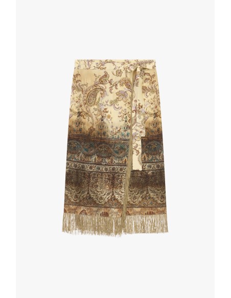 Lange paisleyrok met franjes Dixie