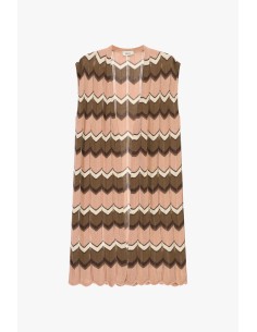 Dixie mouwloos vest met zigzagpatroon en golvende rand