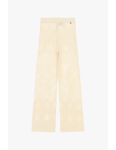 Geperforeerde gebreide Dixie-pantalon met wijde pijpen