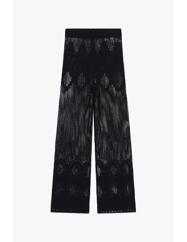 Geperforeerde gebreide Dixie-pantalon met wijde pijpen