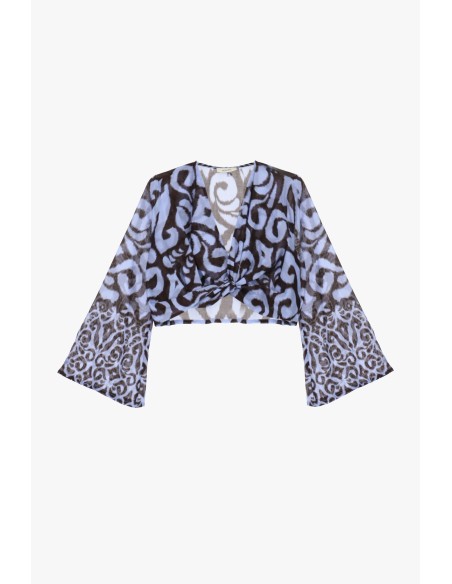 Dixie cropped top met patroon en wijde mouwen
