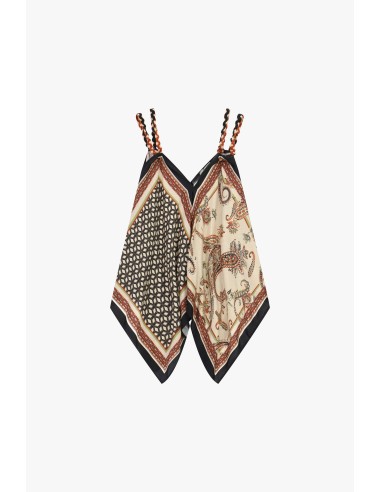 Top met gekruiste bandjes en foulardprint van Dixie