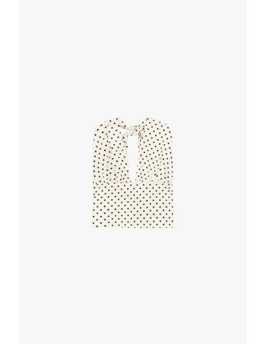 Top met stippen, diepe halslijn en knoopdetail Dixie
