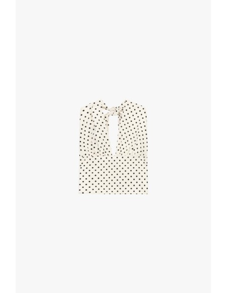 Top met stippen, diepe halslijn en knoopdetail Dixie