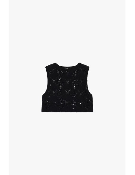 Geperforeerde mouwloze top met geometrisch patroon Dixie