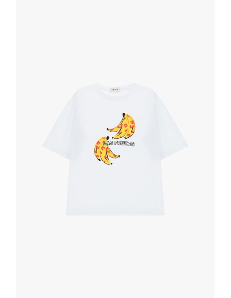 T-shirt met korte mouwen, bananenprint en Dixie-opschrift