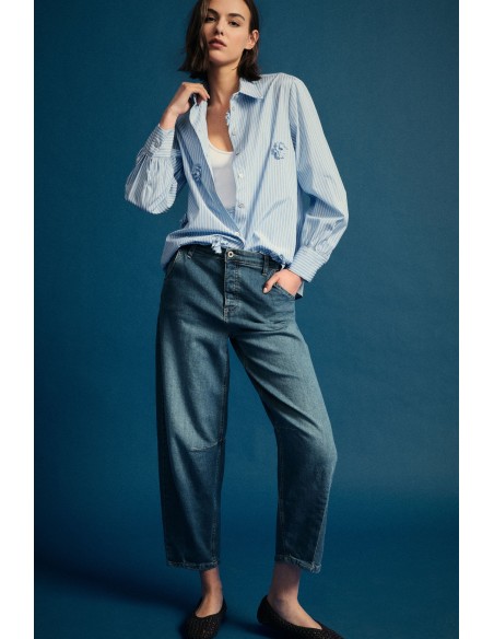 Jeans met wijde pijpen en balloon-snit aub