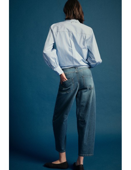 Jeans met wijde pijpen en balloon-snit aub