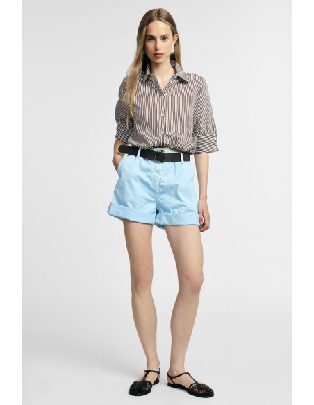 Regular-fit shorts met tailleband en omslag Please