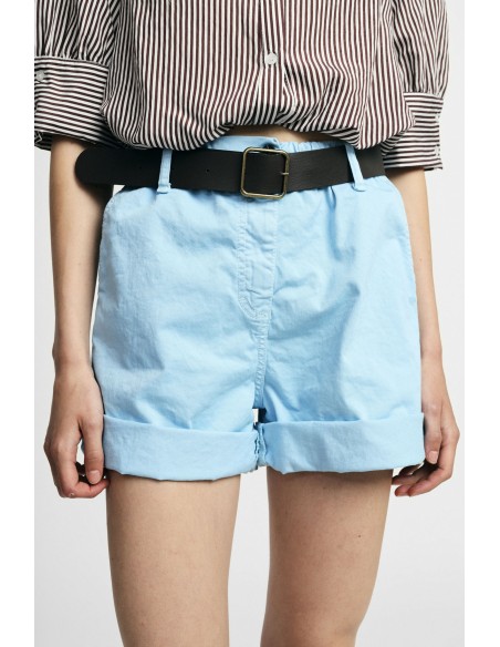 Regular-fit shorts met tailleband en omslag Please
