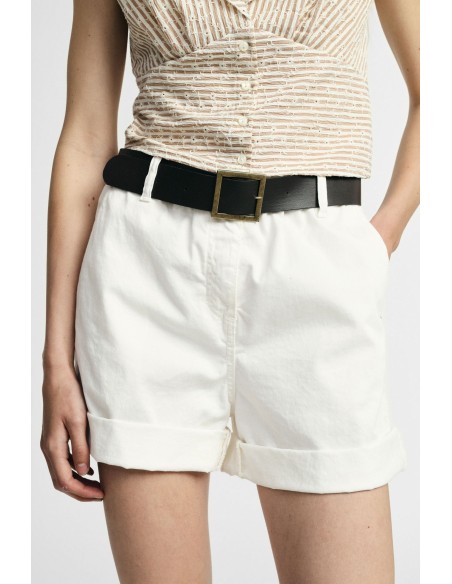 Regular-fit shorts met tailleband en omslag Please
