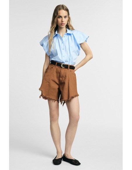 Regular-fit shorts met gerafelde zoom en vijf zakken, alstublieft