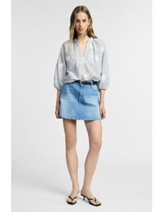 Korte denimrok met vijf zakken en vintage-effect Please