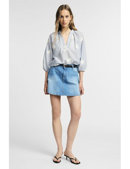 Korte denimrok met vijf zakken en vintage-effect Please