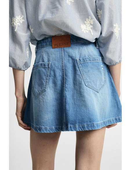 Korte denimrok met vijf zakken en vintage-effect Please
