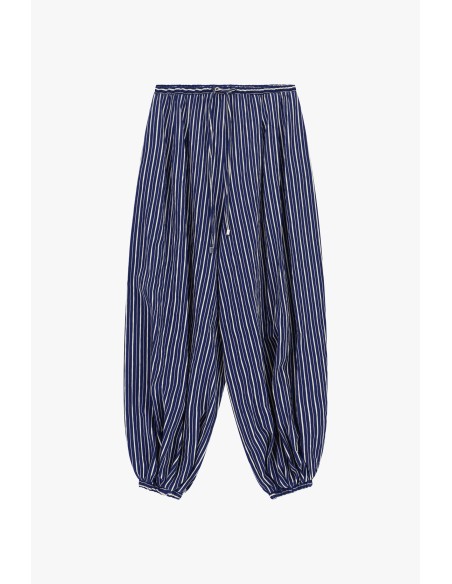 Wijde gestreepte broek met trekkoord in de taille Please
