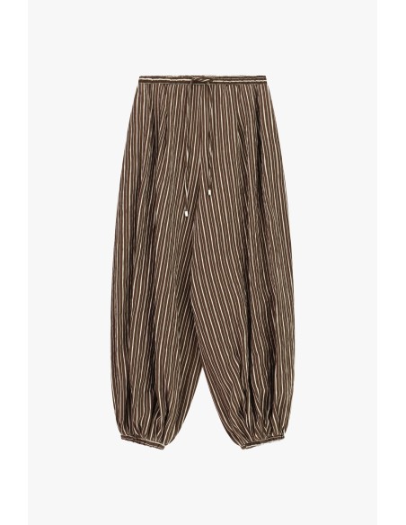 Wijde gestreepte broek met trekkoord in de taille Please