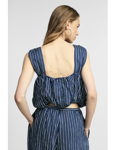 Gestreepte cropped top met brede schouderbandjes alstublieft