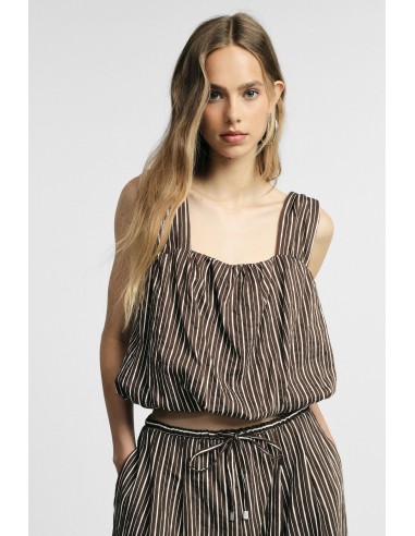 Gestreepte cropped top met brede schouderbandjes alstublieft