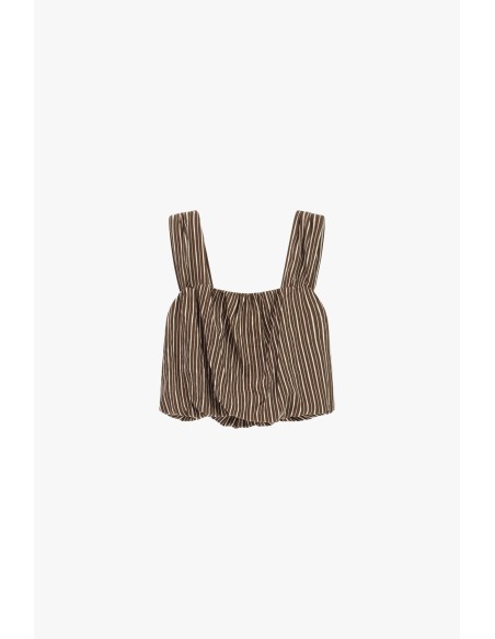 Gestreepte cropped top met brede schouderbandjes alstublieft