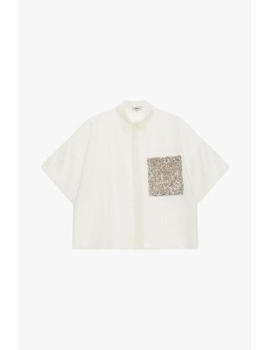 Boxy shirt met korte mouwen en paillettenborstzak van Dixie