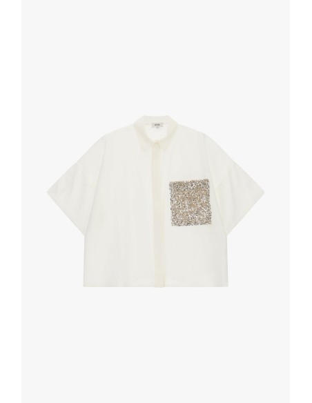 Boxy shirt met korte mouwen en paillettenborstzak van Dixie
