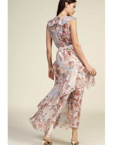 Lange jurk met bloemenprint en asymmetrische ruches Dixie