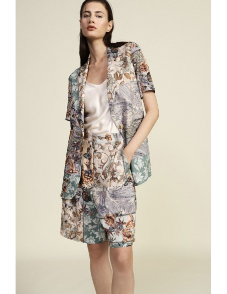 Dixie regular-fit short met patchwork-bloemenprint